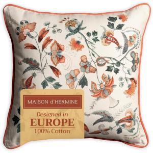 imageMaison d Hermine Decorative Pillow Covers 20x20 Inch Square 100 Cotton Throw Pillow Covers with Zipper  Chair Couches Sofas Bedroom Home for Easter Decorations Savana Jouy  Beige27  Dalida  Beige