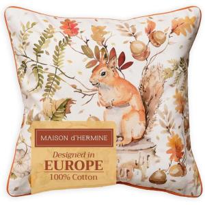 imageMaison d Hermine Decorative Pillow Covers 20x20 Inch Square 100 Cotton Throw Pillow Covers with Zipper  Chair Couches Sofas Bedroom Home for Easter Decorations Savana Jouy  Beige29  Pumpkin Passion