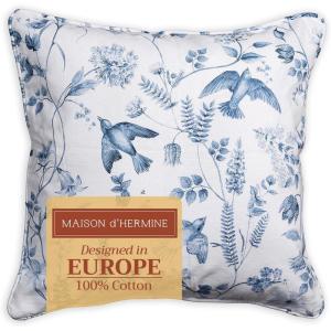 imageMaison d Hermine Decorative Pillow Covers 20x20 Inch Square 100 Cotton Throw Pillow Covers with Zipper  Chair Couches Sofas Bedroom Home for Easter Decorations Savana Jouy  Beige22  Neo Ipomee  White