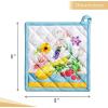 imageMaison dHermine Pot Holders 100 Cotton Set of 2 Pot Holders 8quot x 8quot with Loop Heat Resistant Grilling Microwave Barbeque Handling Hot Pans  Easter Decorations SpringSummer Lazy Summer Days05  Giverny