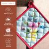 imageMaison dHermine Pot Holders 100 Cotton Set of 2 Pot Holders 8quot x 8quot with Loop Heat Resistant Grilling Microwave Barbeque Handling Hot Pans  Easter Decorations SpringSummer Easter Zest13  Jardin Dete  Mint