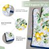 imageMaison dHermine Pot Holders 100 Cotton Set of 2 Pot Holders 8quot x 8quot with Loop Heat Resistant Grilling Microwave Barbeque Handling Hot Pans  Easter Decorations SpringSummer Easter Zest03  Citrus