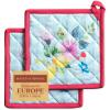 imageMaison dHermine Pot Holders 100 Cotton Set of 2 Pot Holders 8quot x 8quot with Loop Heat Resistant Grilling Microwave Barbeque Handling Hot Pans  Easter Decorations SpringSummer Easter Zest13  Jardin Dete  Mint