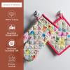 imageMaison dHermine Pot Holders 100 Cotton Set of 2 Pot Holders 8quot x 8quot with Loop Heat Resistant Grilling Microwave Barbeque Handling Hot Pans  Easter Decorations SpringSummer Easter Zest17  Jardin Dete  Fog
