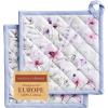 imageMaison dHermine Pot Holders 100 Cotton Set of 2 Pot Holders 8quot x 8quot with Loop Heat Resistant Grilling Microwave Barbeque Handling Hot Pans  Easter Decorations SpringSummer Lazy Summer Days18  Summer Floral