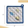 imageMaison dHermine Pot Holders 100 Cotton Set of 2 Pot Holders 8quot x 8quot with Loop Heat Resistant Grilling Microwave Barbeque Handling Hot Pans  Easter Decorations SpringSummer Lazy Summer Days27  Poisson