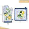 imageMaison dHermine Pot Holders 100 Cotton Set of 2 Pot Holders 8quot x 8quot with Loop Heat Resistant Grilling Microwave Barbeque Handling Hot Pans  Easter Decorations SpringSummer Easter Zest03  Citrus