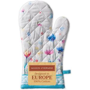 imageMaison dHermine Pot Holders 100 Cotton Set of 2 Pot Holders 8quot x 8quot with Loop Heat Resistant Grilling Microwave Barbeque Handling Hot Pans  Easter Decorations SpringSummer Easter Zest22  Flower in the Field