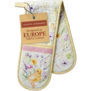 imageMaison dHermine Pot Holders 100 Cotton Set of 2 Pot Holders 8quot x 8quot with Loop Heat Resistant Grilling Microwave Barbeque Handling Hot Pans  Easter Decorations SpringSummer Lazy Summer Days24  Easter Zest