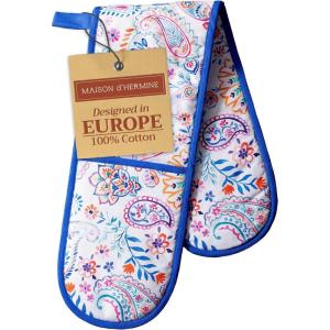 imageMaison dHermine Pot Holders 100 Cotton Set of 2 Pot Holders 8quot x 8quot with Loop Heat Resistant Grilling Microwave Barbeque Handling Hot Pans  Easter Decorations SpringSummer Lazy Summer Days16  Indian Floral