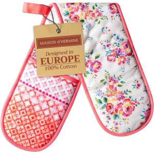 imageMaison dHermine Pot Holders 100 Cotton Set of 2 Pot Holders 8quot x 8quot with Loop Heat Resistant Grilling Microwave Barbeque Handling Hot Pans  Easter Decorations SpringSummer Easter Zest20  Rose Garden