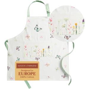 imageMaison dHermine 100 Cotton Apron for women with Pocket Kitchen Chef Apron for Men Easter decorations Cooking Baking Garden10  Botanical Fresh