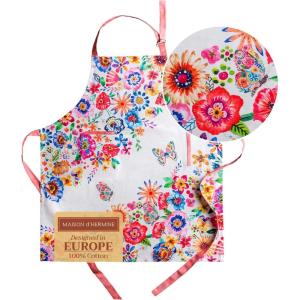 imageMaison dHermine 100 Cotton Apron for women with Pocket Kitchen Chef Apron for Men Easter decorations Cooking Baking Garden13  Happy Florals  High Summer
