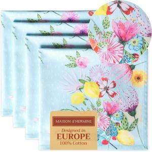 imageMaison dHermine Cloth Napkins 100 Cotton Everyday Set of 4 Dinner Napkins Cloth Washable Kitchen Party Wedding Restaurant Easter Decorations SpringSummer Easter Dew 20quot x 20quot20  Jardin Dete  Mint