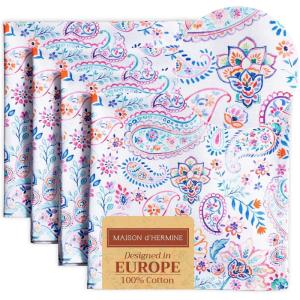 imageMaison dHermine Cloth Napkins 100 Cotton Everyday Set of 4 Dinner Napkins Cloth Washable Kitchen Party Wedding Restaurant Easter Decorations SpringSummer Easter Dew 20quot x 20quot23  Indian Floral