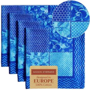 imageMaison dHermine Cloth Napkins 100 Cotton Everyday Set of 4 Dinner Napkins Cloth Washable Kitchen Party Wedding Restaurant Easter Decorations SpringSummer Easter Dew 20quot x 20quot19  Indigo Love