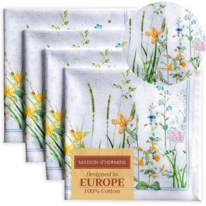 imageMaison dHermine Cloth Napkins 100 Cotton Everyday Set of 4 Dinner Napkins Cloth Washable Kitchen Party Wedding Restaurant Easter Decorations SpringSummer Easter Dew 20quot x 20quot04  Fleurs De Mai