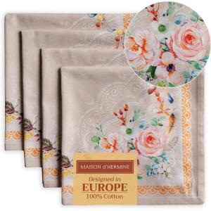 imageMaison dHermine Cloth Napkins 100 Cotton Everyday Set of 4 Dinner Napkins Cloth Washable Kitchen Party Wedding Restaurant Easter Decorations SpringSummer Easter Dew 20quot x 20quot18  Ibiza  Beige