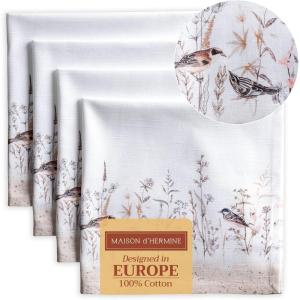 imageMaison dHermine Cloth Napkins 100 Cotton Everyday Set of 4 Dinner Napkins Cloth Washable Kitchen Party Wedding Restaurant Easter Decorations SpringSummer Easter Dew 20quot x 20quot15  Meadow Florals  Brown