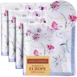 imageMaison dHermine Cloth Napkins 100 Cotton Everyday Set of 4 Dinner Napkins Cloth Washable Kitchen Party Wedding Restaurant Easter Decorations SpringSummer Easter Dew 20quot x 20quot24  Summer Floral