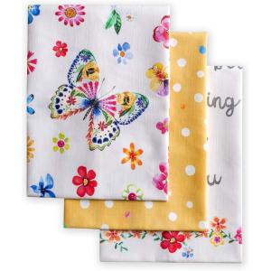 imageMaison dHermine Kitchen Towels 100 Cotton 2750quot x 20quot Cloth Dish Towels for Kitchen Absorbent for Home Dining Parties  Easter Decorations SpringSummer Luxury Loft  Peach Set of 314  Happy Florals  Sweety