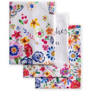 imageMaison dHermine Kitchen Towels 100 Cotton 2750quot x 20quot Cloth Dish Towels for Kitchen Absorbent for Home Dining Parties  Easter Decorations SpringSummer Luxury Loft  Peach Set of 317  Happy Florals  High Summer1