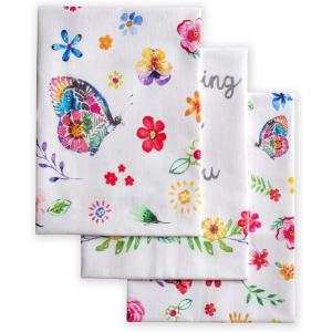 imageMaison dHermine Kitchen Towels 100 Cotton 2750quot x 20quot Cloth Dish Towels for Kitchen Absorbent for Home Dining Parties  Easter Decorations SpringSummer Luxury Loft  Peach Set of 314  Happy Florals  Sweety1