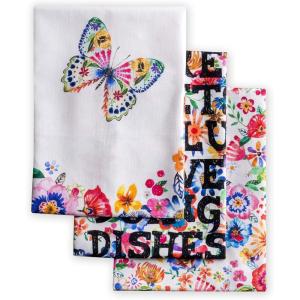 imageMaison dHermine Kitchen Towels 100 Cotton 2750quot x 20quot Cloth Dish Towels for Kitchen Absorbent for Home Dining Parties  Easter Decorations SpringSummer Luxury Loft  Peach Set of 317  Happy Florals  High Summer