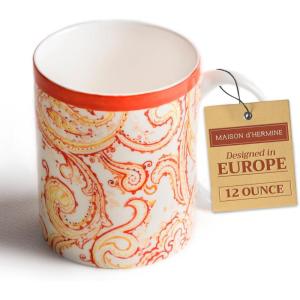 imageMaison d Hermine Coffee Mug with Handles Fine Bone China Pack of One Coffee Mug for Hot Beverages Cappuccino Home Restaurant Perfect for Men ampamp Women Happy Florals  Sweety Roses Are Red 12 Ounce3  Palatial Paisley  Paisley Autumn