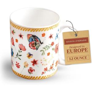 imageMaison d Hermine Coffee Mug with Handles Fine Bone China Pack of One Coffee Mug for Hot Beverages Cappuccino Home Restaurant Perfect for Men ampamp Women Happy Florals  Sweety Roses Are Red 12 Ounce7  Happy Florals  Sweety Summer Morning