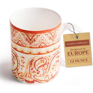 imageMaison d Hermine Coffee Mug with Handles Fine Bone China Pack of One Coffee Mug for Hot Beverages Cappuccino Home Restaurant Perfect for Men ampamp Women Happy Florals  Sweety Roses Are Red 12 Ounce3  Palatial Paisley  Indian Summer
