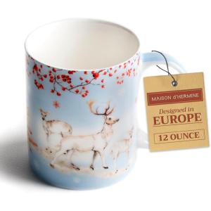 imageMaison d Hermine Coffee Mug with Handles Fine Bone China Pack of One Coffee Mug for Hot Beverages Cappuccino Home Restaurant Perfect for Men ampamp Women Happy Florals  Sweety Roses Are Red 12 Ounce5  Fairytale Forest  Snow Tag