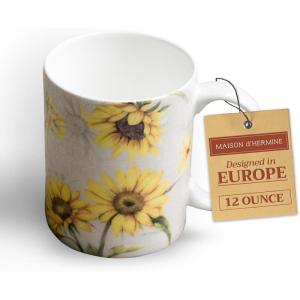 imageMaison d Hermine Coffee Mug with Handles Fine Bone China Pack of One Coffee Mug for Hot Beverages Cappuccino Home Restaurant Perfect for Men ampamp Women Happy Florals  Sweety Roses Are Red 12 Ounce10  Candice  Tournesol