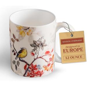 imageMaison d Hermine Coffee Mug with Handles Fine Bone China Pack of Two Coffee Mug for Hot Beverages Cappuccino Latte Home Restaurant Perfect for Men ampamp Women Meadow Florals 15 Ounce3  Equinoxe  Beige Passerine