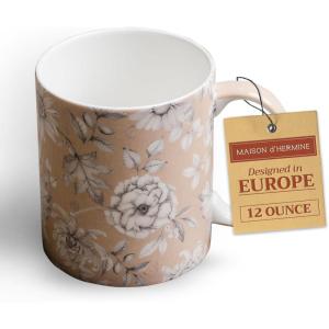 imageMaison d Hermine Coffee Mug with Handles Fine Bone China Pack of Two Coffee Mug for Hot Beverages Cappuccino Latte Home Restaurant Perfect for Men ampamp Women Meadow Florals 15 Ounce9  Pretty Autumn  Pretty Mono