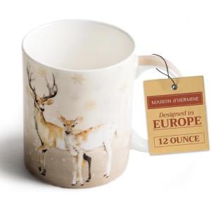 imageMaison d Hermine Coffee Mug with Handles Fine Bone China Pack of Two Coffee Mug for Hot Beverages Cappuccino Latte Home Restaurant Perfect for Men ampamp Women Meadow Florals 15 Ounce4  Deer In The Woods  Oh Deer