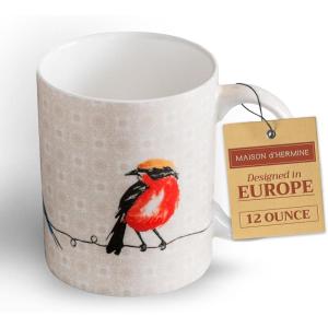 imageMaison d Hermine Coffee Mug with Handles Fine Bone China Pack of Two Coffee Mug for Hot Beverages Cappuccino Latte Home Restaurant Perfect for Men ampamp Women Meadow Florals 15 Ounce5  Birdies On Wire  Nuthatch
