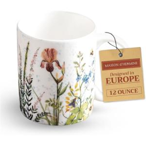 imageMaison d Hermine Coffee Mug with Handles Fine Bone China Pack of Two Coffee Mug for Hot Beverages Cappuccino Latte Home Restaurant Perfect for Men ampamp Women Meadow Florals 15 Ounce1  Fleurs De Mai  Prairie