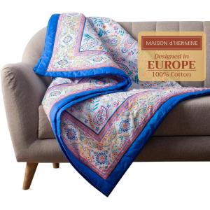 imageMaison d Hermine Throw Blanket Lightweight and Breathable Cotton Easter Throw Blanket for Couch Bed Sofa Girls Boys Women Men Gifts Travel Living Room Bedding 60quotx80quot Osaka13  Indian Floral