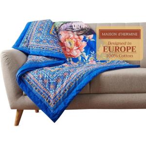 imageMaison d Hermine Throw Blanket Lightweight and Breathable Cotton Easter Throw Blanket for Couch Bed Sofa Girls Boys Women Men Gifts Travel Living Room Bedding 60quotx80quot Osaka27  Peacock