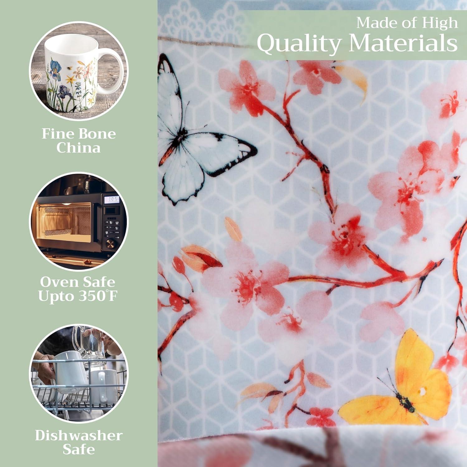 imageMaison d Hermine Coffee Mug with Handles Fine Bone China Pack of One Coffee Mug for Hot Beverages Cappuccino Latte Home Restaurant Perfect for Men ampamp Women Mountain Life  Chalet 15 Ounce2  Blossoms In Spring  Sakura