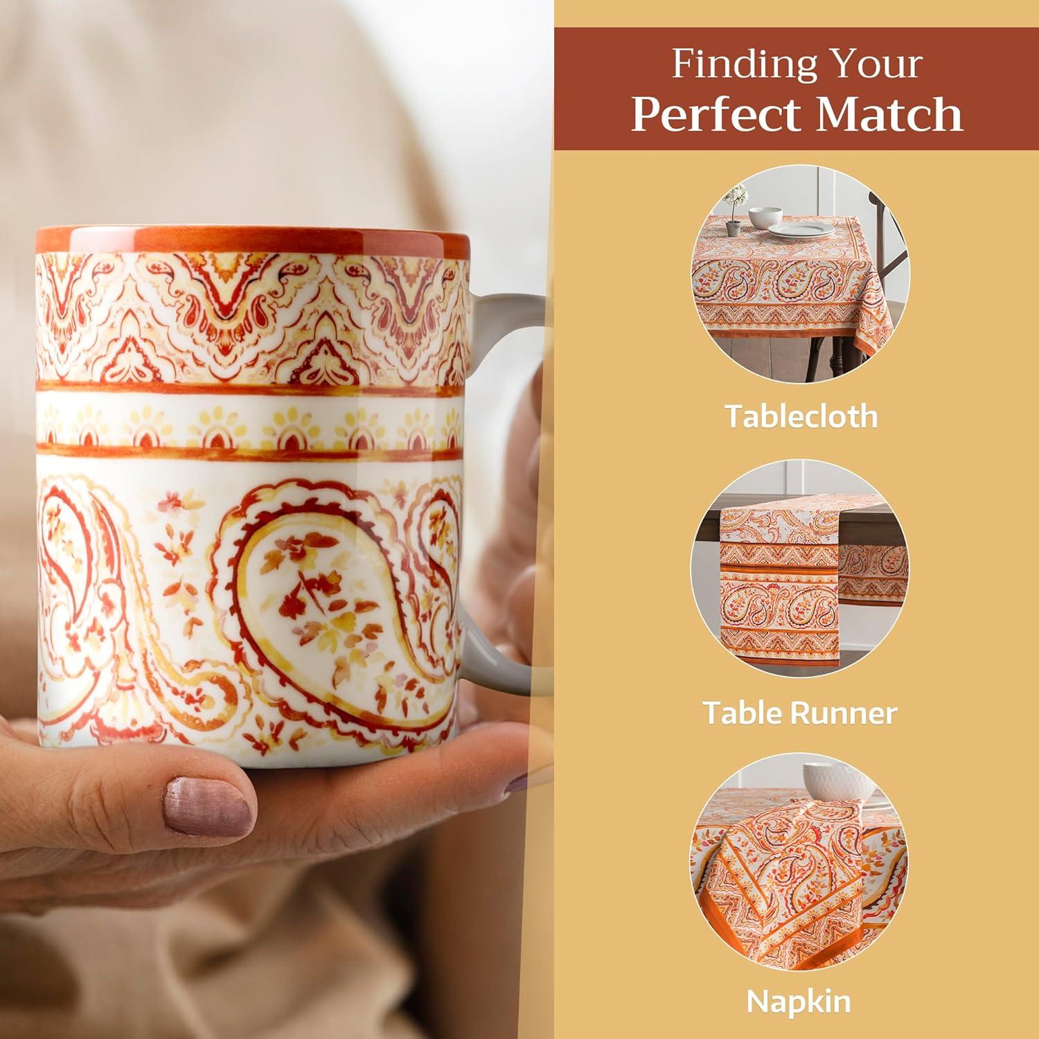 imageMaison d Hermine Coffee Mug with Handles Fine Bone China Pack of One Coffee Mug for Hot Beverages Cappuccino Latte Home Restaurant Perfect for Men ampamp Women Mountain Life  Chalet 15 Ounce3  Palatial Paisley  Indian Summer