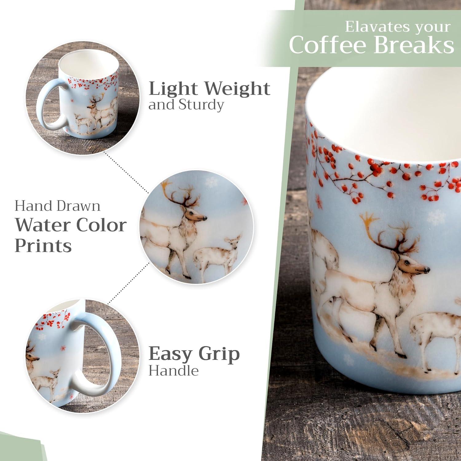 imageMaison d Hermine Coffee Mug with Handles Fine Bone China Pack of One Coffee Mug for Hot Beverages Cappuccino Latte Home Restaurant Perfect for Men ampamp Women Mountain Life  Chalet 15 Ounce5  Fairytale Forest  Snow Tag