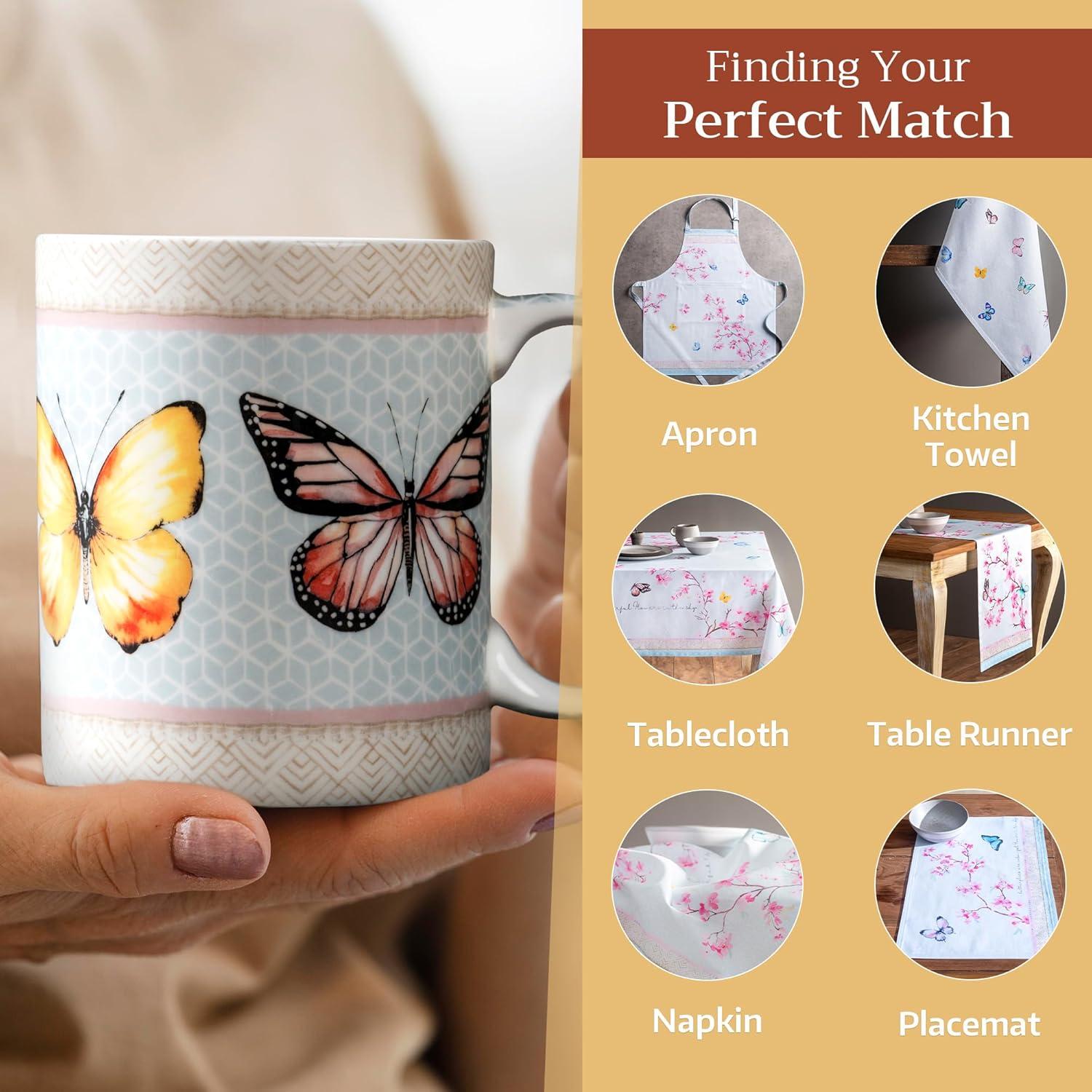 imageMaison d Hermine Coffee Mug with Handles Fine Bone China Pack of One Coffee Mug for Hot Beverages Cappuccino Latte Home Restaurant Perfect for Men ampamp Women Mountain Life  Chalet 15 Ounce2  Blossoms In Spring  Butterfly