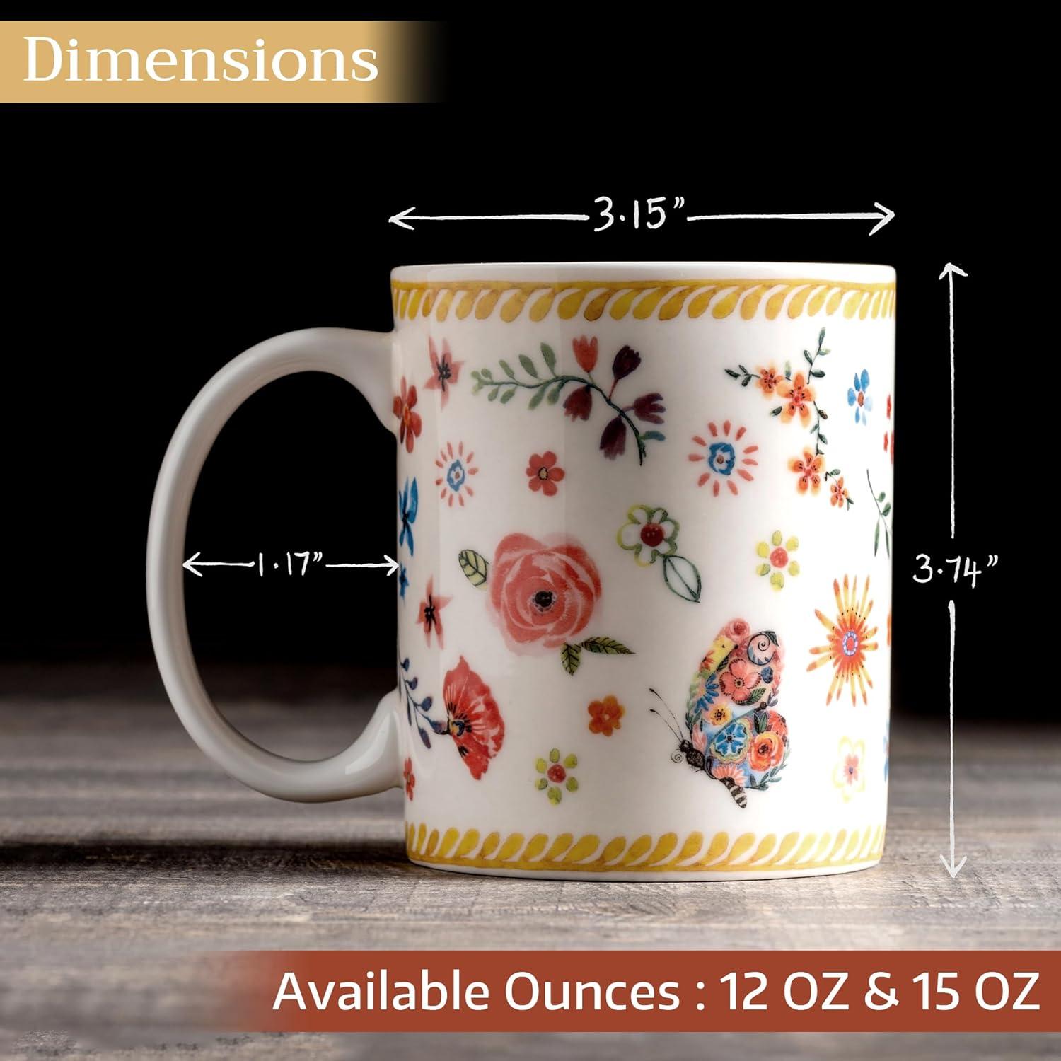 imageMaison d Hermine Coffee Mug with Handles Fine Bone China Pack of One Coffee Mug for Hot Beverages Cappuccino Latte Home Restaurant Perfect for Men ampamp Women Mountain Life  Chalet 15 Ounce7  Happy Florals  Sweety Summer Morning