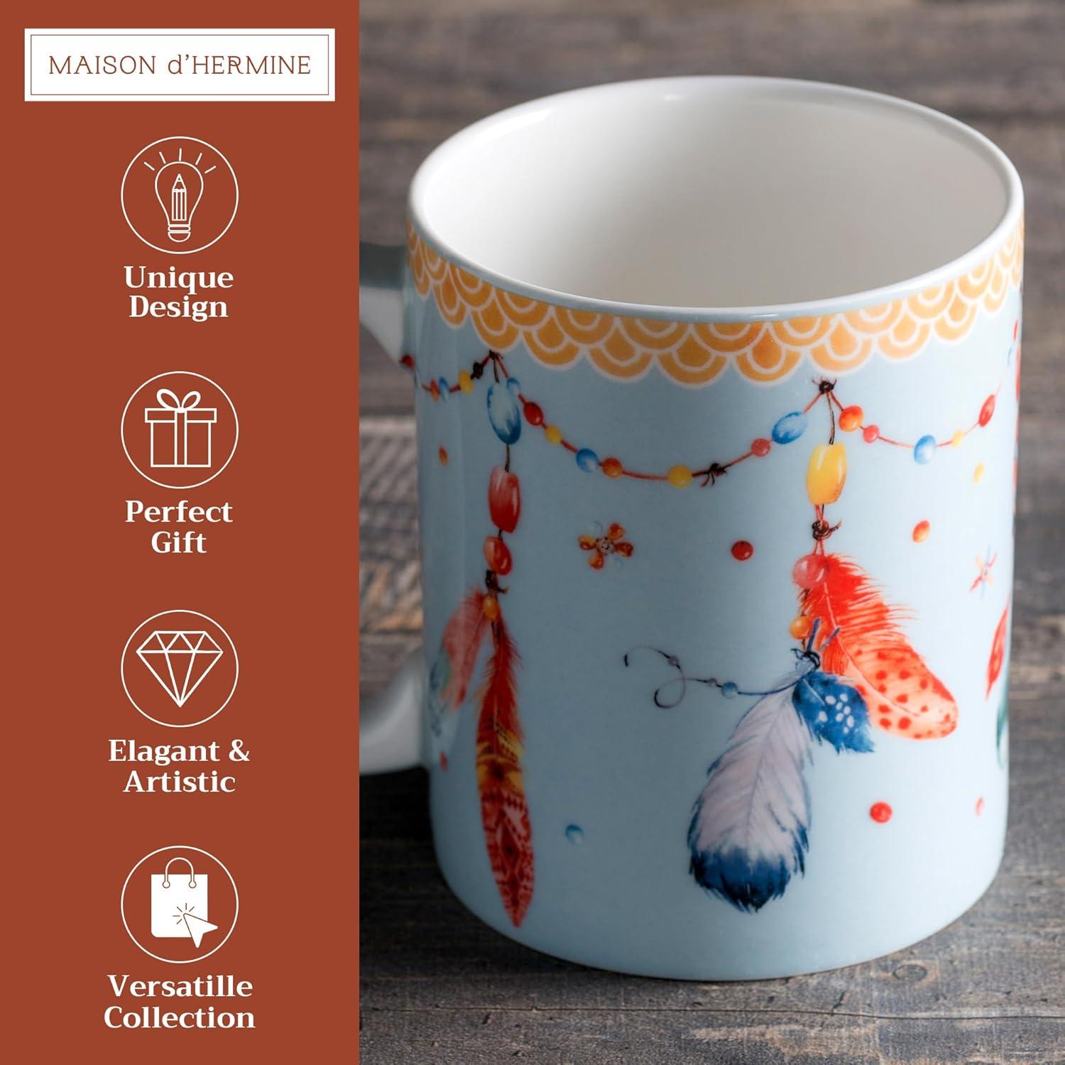imageMaison d Hermine Coffee Mug with Handles Fine Bone China Pack of One Coffee Mug for Hot Beverages Cappuccino Latte Home Restaurant Perfect for Men ampamp Women Mountain Life  Chalet 15 Ounce4  Ibiza  Festival