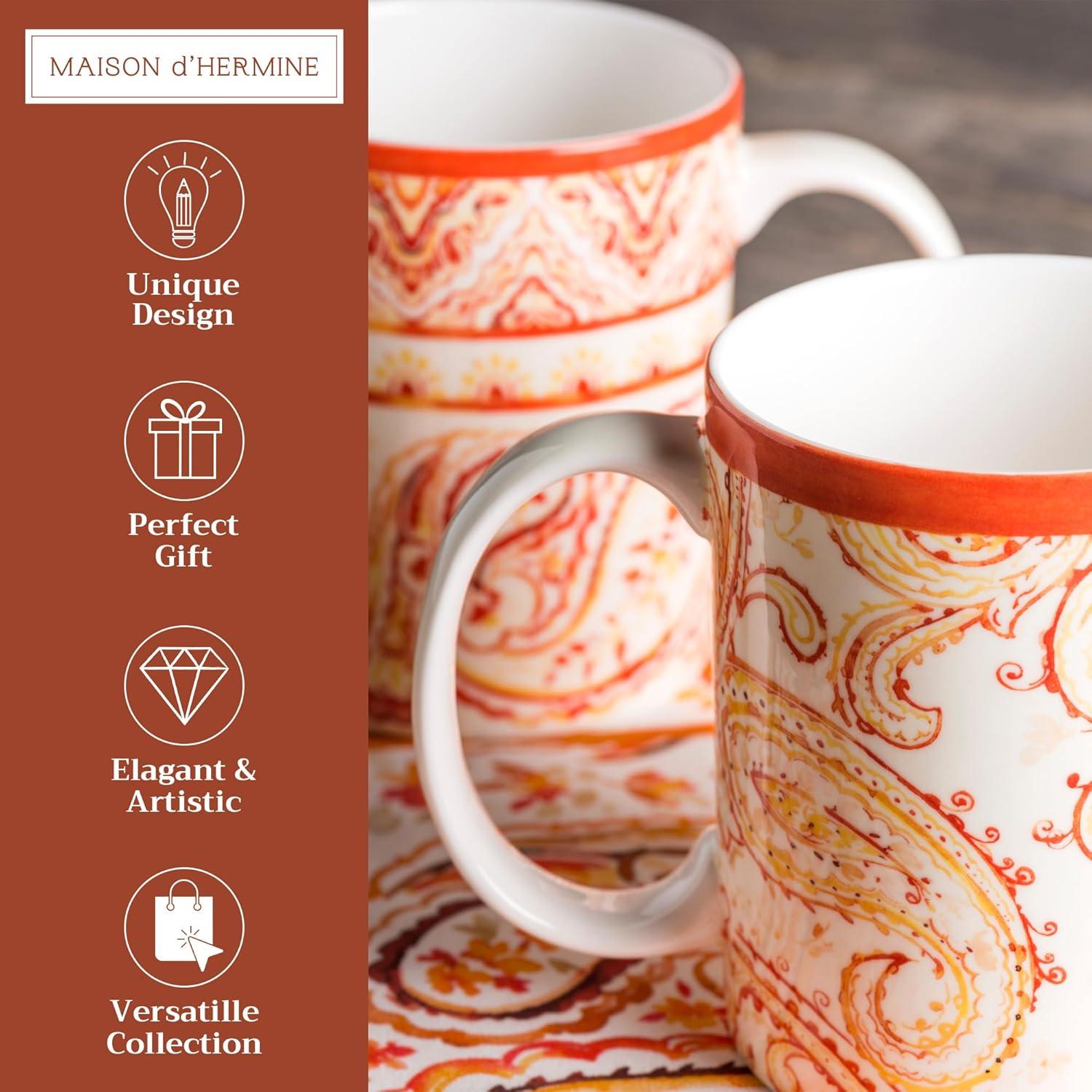 imageMaison d Hermine Coffee Mug with Handles Fine Bone China Pack of One Coffee Mug for Hot Beverages Cappuccino Latte Home Restaurant Perfect for Men ampamp Women Mountain Life  Chalet 15 Ounce3  Palatial Paisley