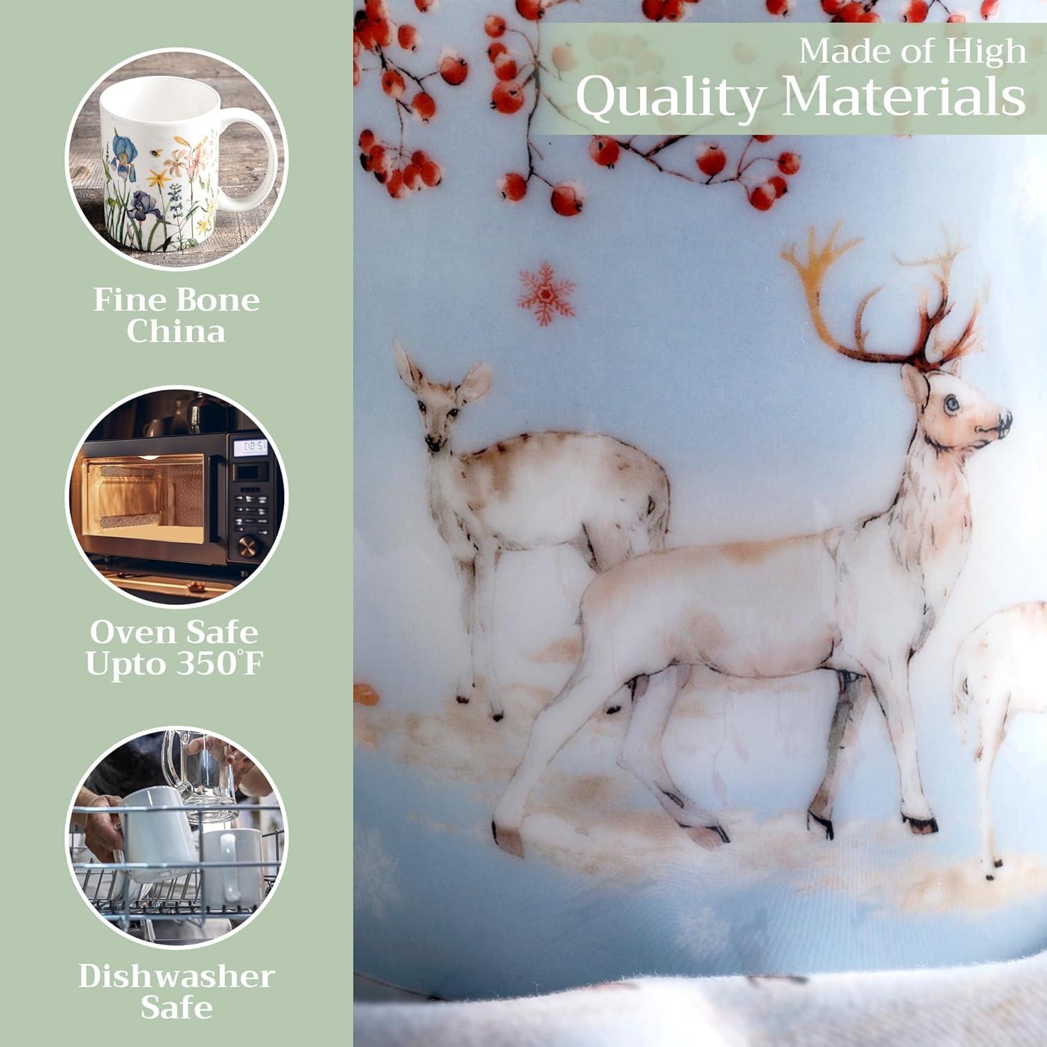imageMaison d Hermine Coffee Mug with Handles Fine Bone China Pack of One Coffee Mug for Hot Beverages Cappuccino Latte Home Restaurant Perfect for Men ampamp Women Mountain Life  Chalet 15 Ounce5  Fairytale Forest  Snow Tag