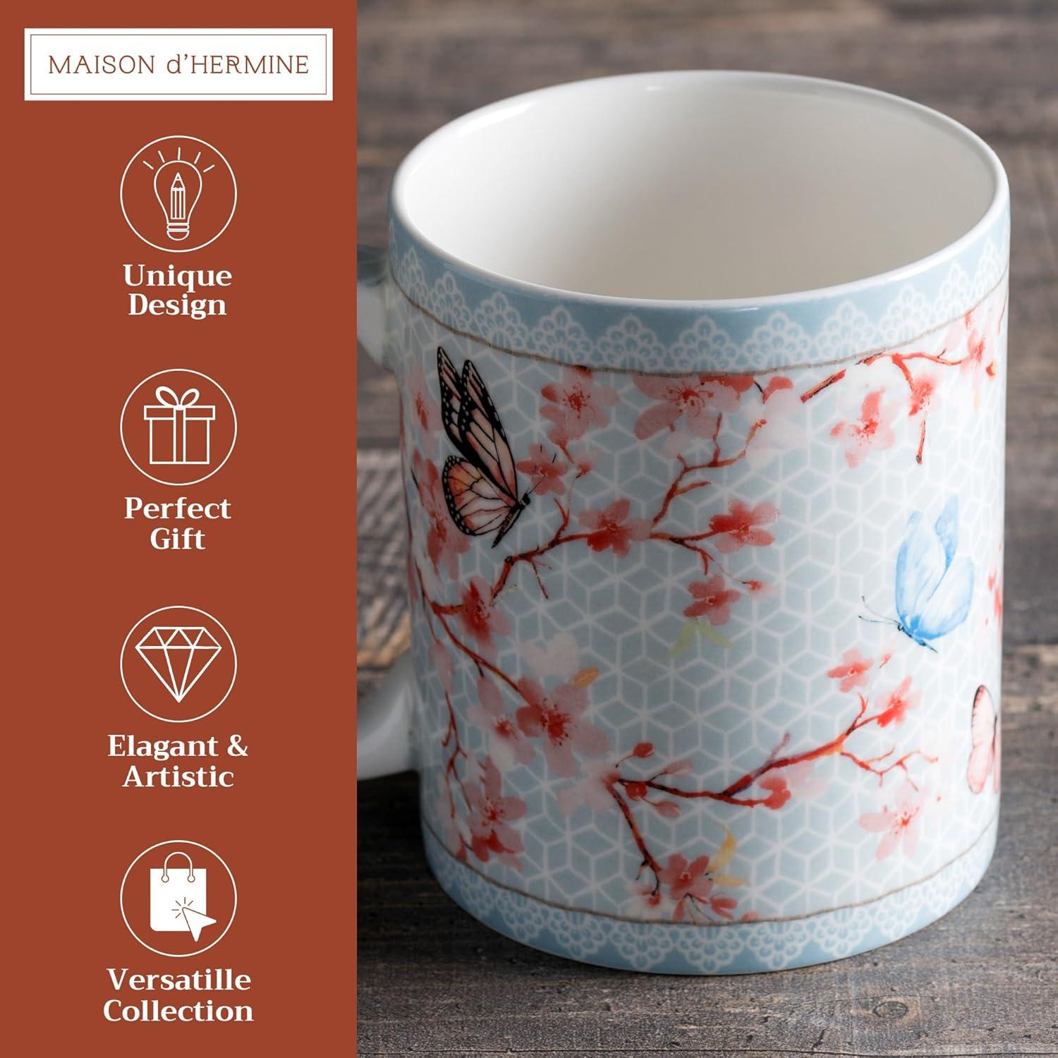 imageMaison d Hermine Coffee Mug with Handles Fine Bone China Pack of One Coffee Mug for Hot Beverages Cappuccino Latte Home Restaurant Perfect for Men ampamp Women Mountain Life  Chalet 15 Ounce2  Blossoms In Spring  Sakura