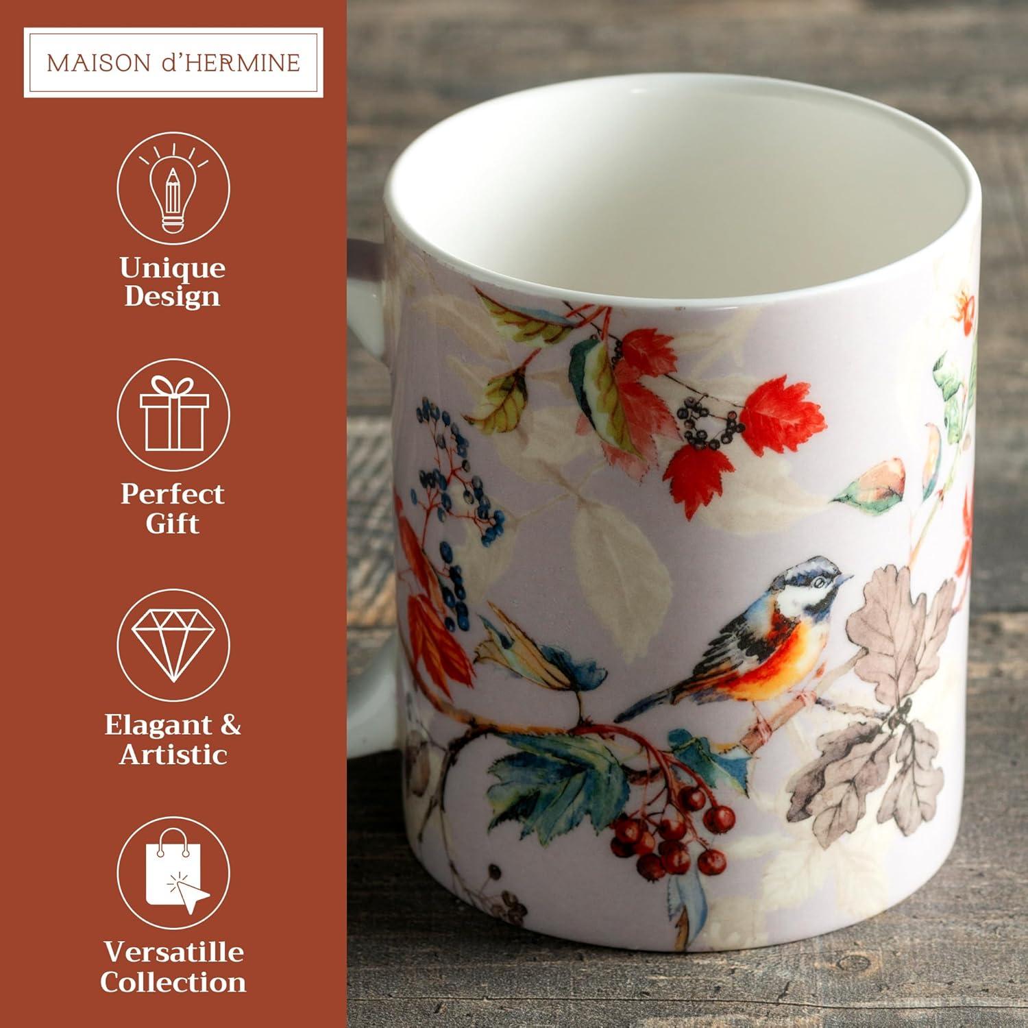 imageMaison d Hermine Coffee Mug with Handles Fine Bone China Pack of One Coffee Mug for Hot Beverages Cappuccino Latte Home Restaurant Perfect for Men ampamp Women Mountain Life  Chalet 15 Ounce6  Equinoxe  Grey Passerine